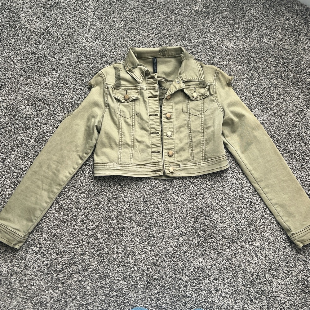 Women's Cropped Olive Green Jacket
